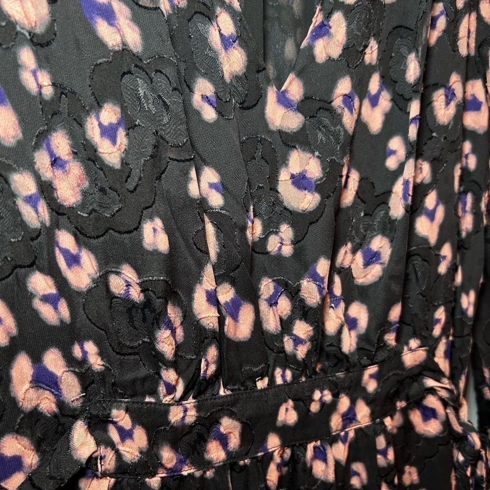 REBECCA TAYLOR Belted Silk Blend Floral Jacquard Dress- Copper Combo/ Size 6 - Picture 5 of 8
